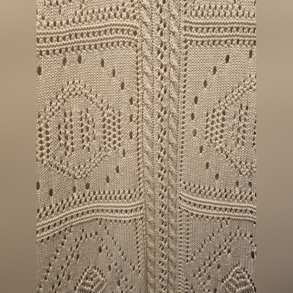 NWT Ophelia Roe Elegant Crochet Dress Beige Sleeveless Knit Maxi Dress Size S - Picture 13 of 13